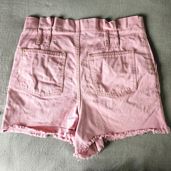 Free People Womens Pink Paperbag Denim Cutoff Shorts 8 Relaxed Loose Fit Summer - Picture 3 of 5